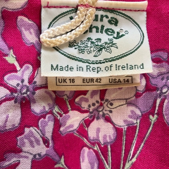 VTG 80’s Laura Ashley Maxi Pink Floral Cottagecore Prairie Dress W/Jacket Sz 14 - Picture 7 of 12